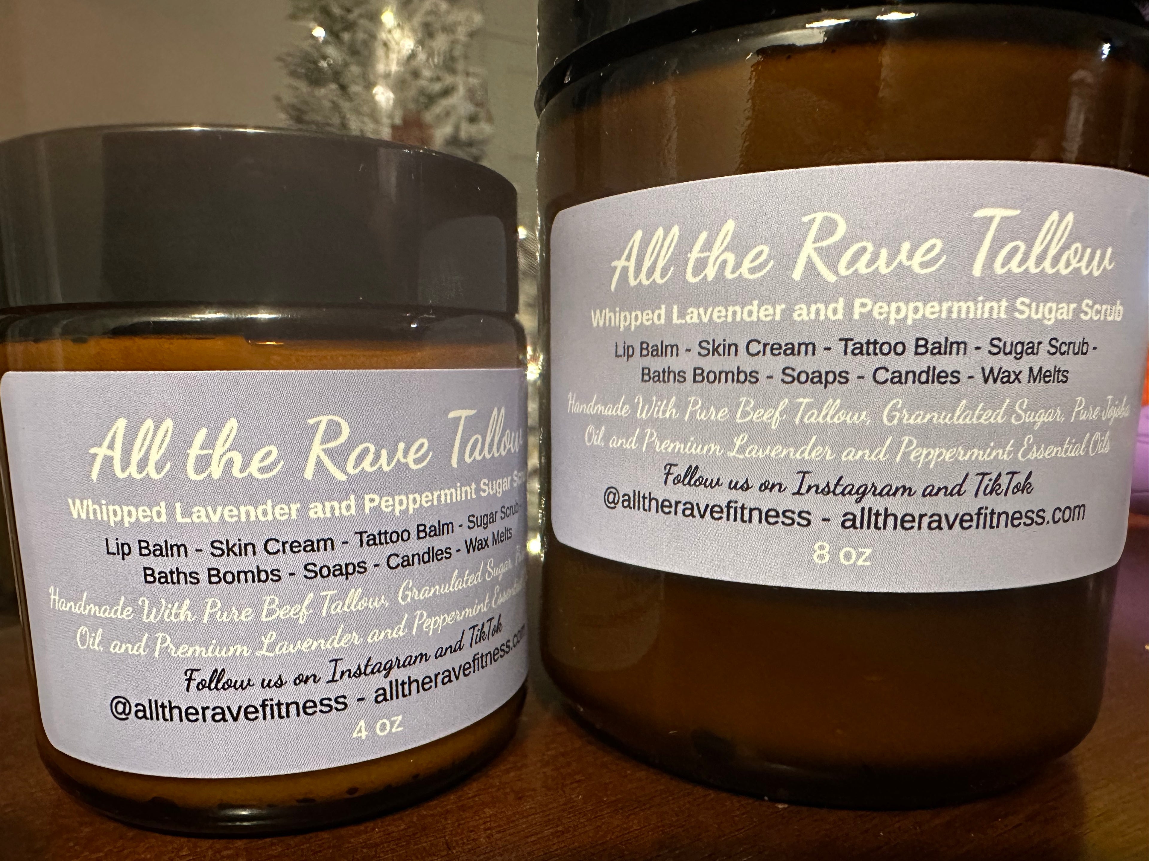 Whipped Tallow Sugar Scrub Lavender and Peppermint 8oz