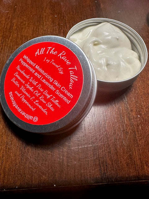 Whipped Tallow Moisturizing Skin Cream Peppermint and Lavender 1 oz Travel Size