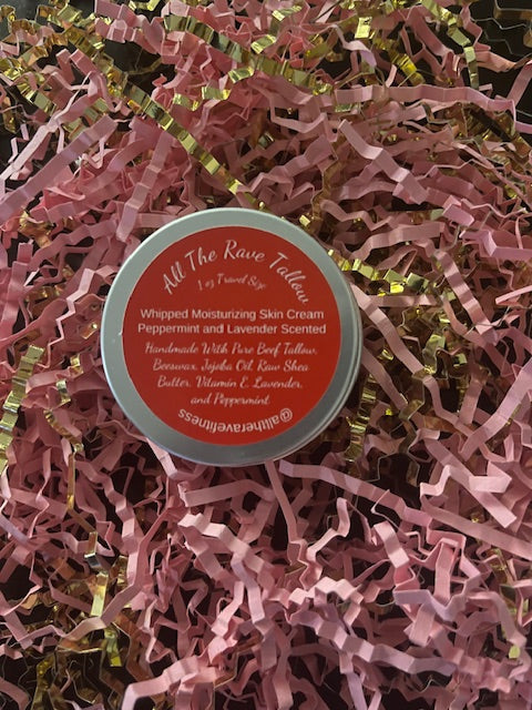 Whipped Tallow Moisturizing Skin Cream Peppermint and Lavender 1 oz Travel Size